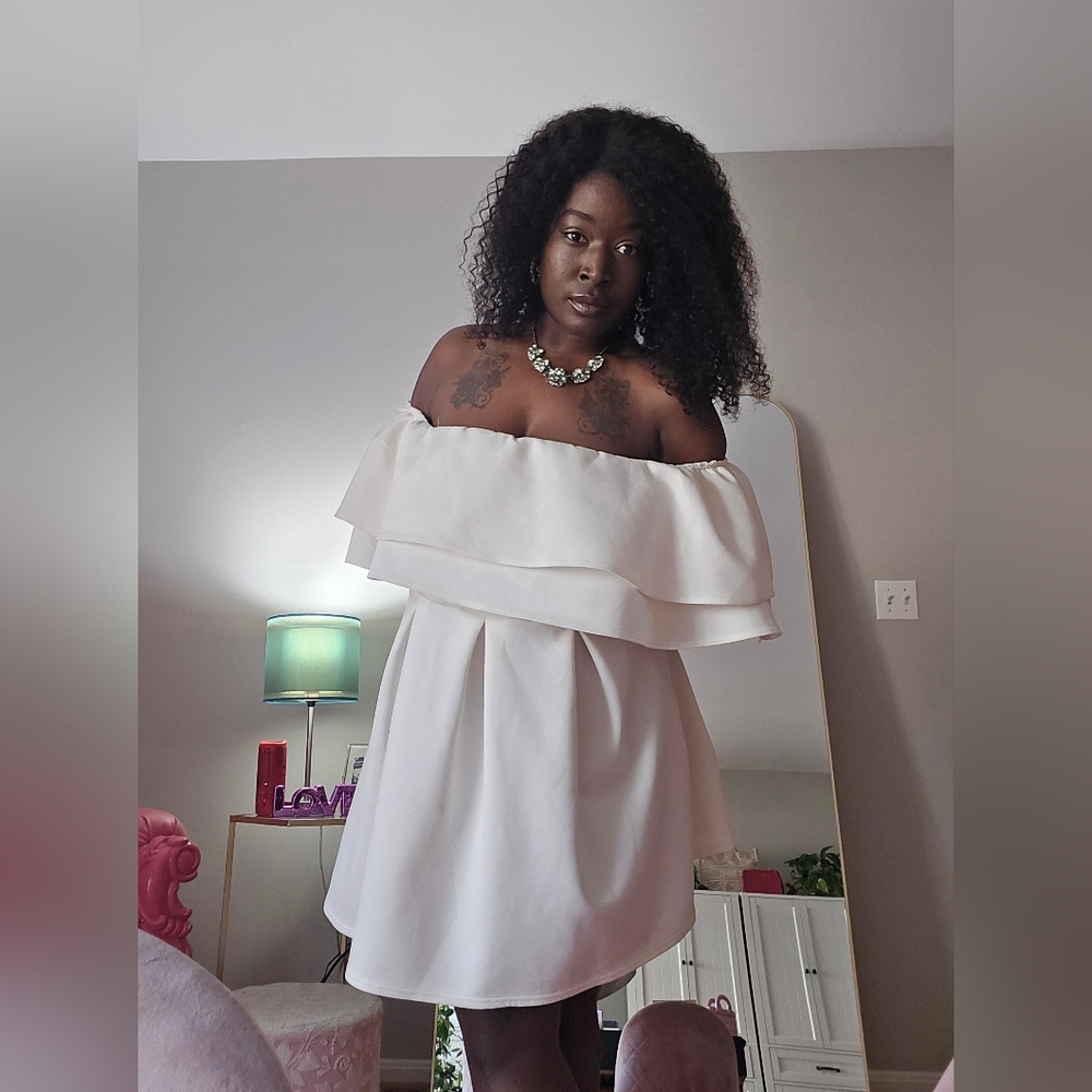 ASOS - Strapless White Ruffle Dress - Picture 3 of 9